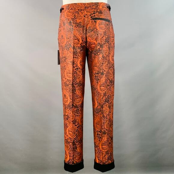 MARCELL VON BERLIN Size 38 Viper Orange Black Jacquard Shawl Lapel Cuffed Suit - Picture 6 of 16